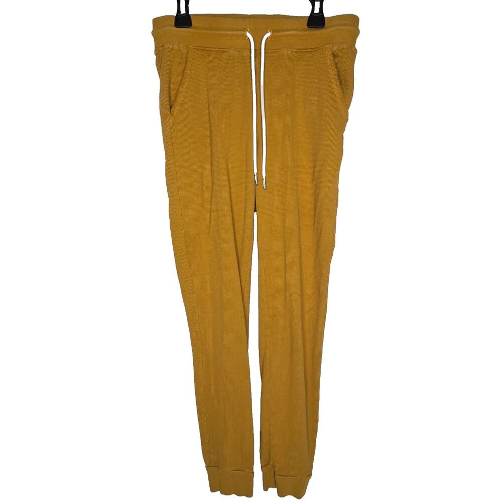Mate the Label Organic Cotton Waffle Knit Jogger Pant Women Small Mustard Yellow